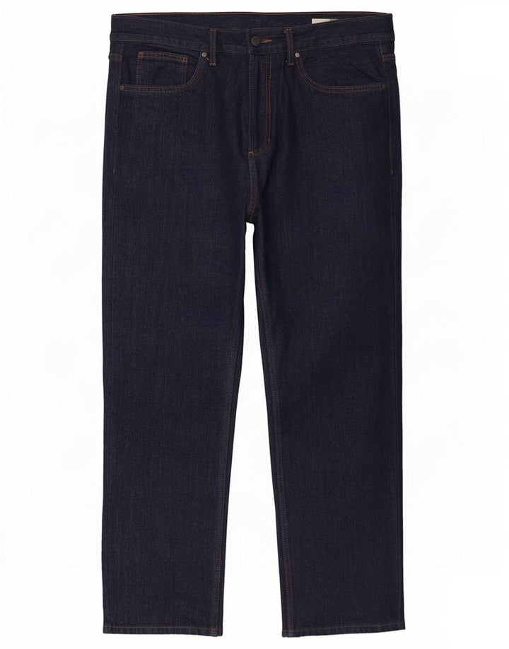 Marks & Spencer Mens Regular Straight Jeans W36 L29 Navy Blue Cotton