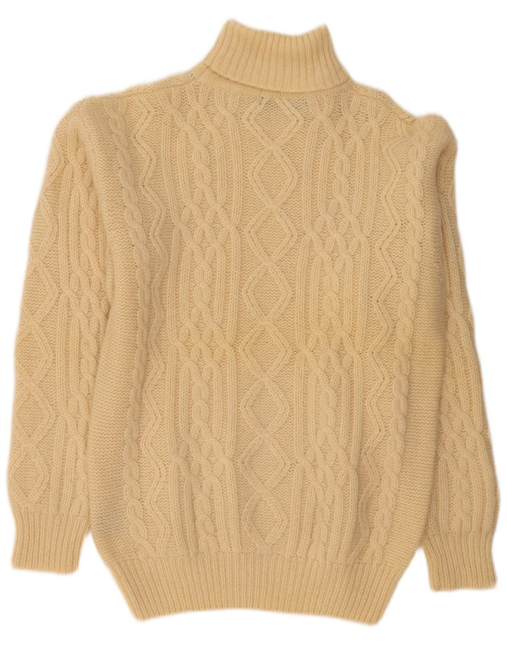 Edward Spiers Mens Roll Neck Jumper Sweater Large Beige Wool