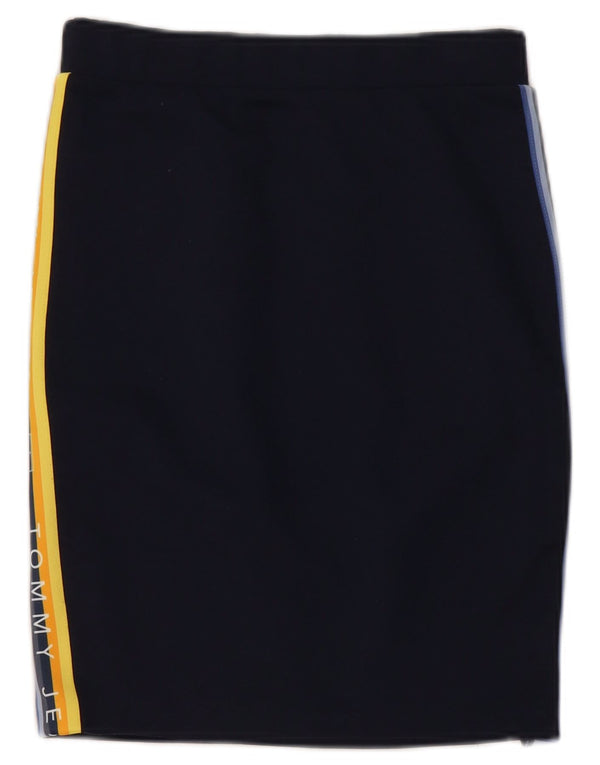 Tommy Hilfiger Womens Graphic Pencil Skirt Small W26 Navy Blue Colourblock