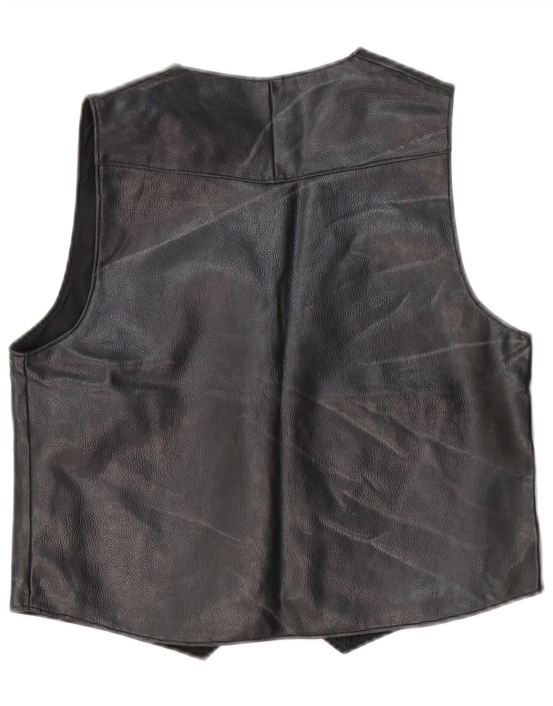 Vintage Womens Leather Waistcoat UK 14 Medium Black