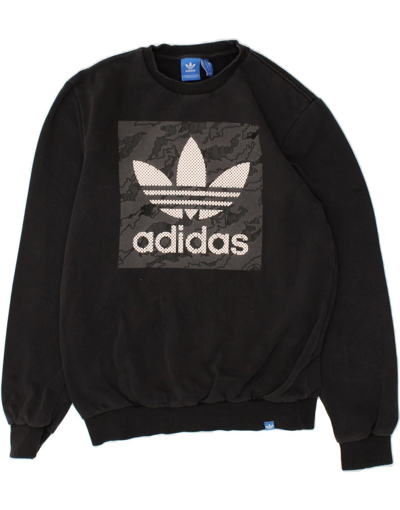 ADIDAS Mens Graphic Sweatshirt Jumper Small Black | Vintage Adidas | Thrift | Second-Hand Adidas | Used Clothing | Messina Hembry 