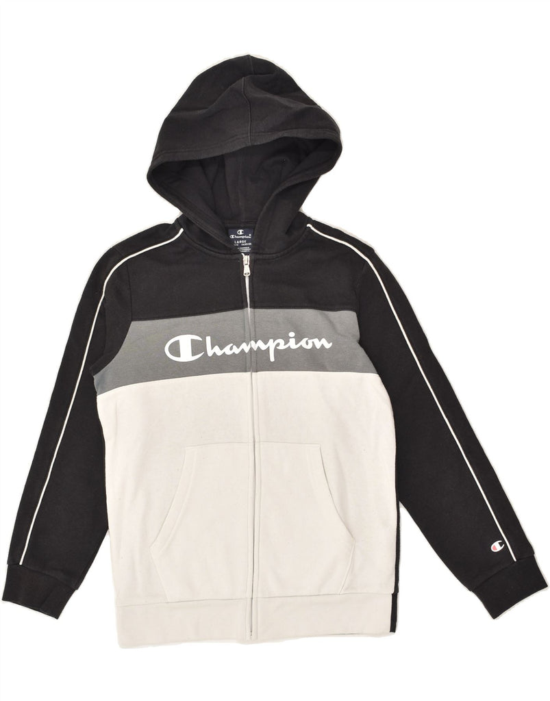 CHAMPION Boys Graphic Zip Hoodie Sweater 11-12 Years Large Black | Vintage Champion | Thrift | Second-Hand Champion | Used Clothing | Messina Hembry 