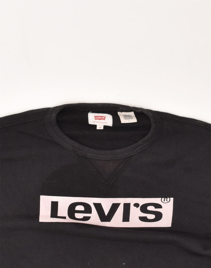 LEVI'S Mens Graphic Sweatshirt Jumper Medium Black Cotton | Vintage Levi's | Thrift | Second-Hand Levi's | Used Clothing | Messina Hembry 