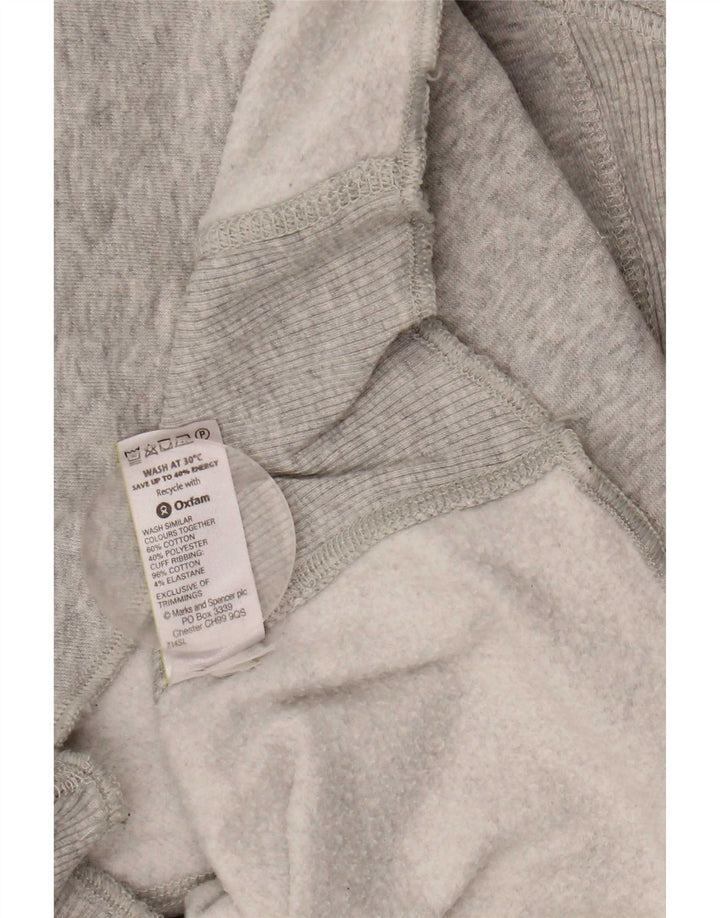 Marks & Spencer Womens Hoodie Jumper UK 12 Medium Grey Cotton