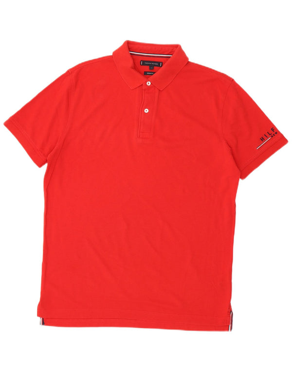 Tommy Hilfiger Mens Graphic Regular Fit Polo Shirt Large Red Cotton