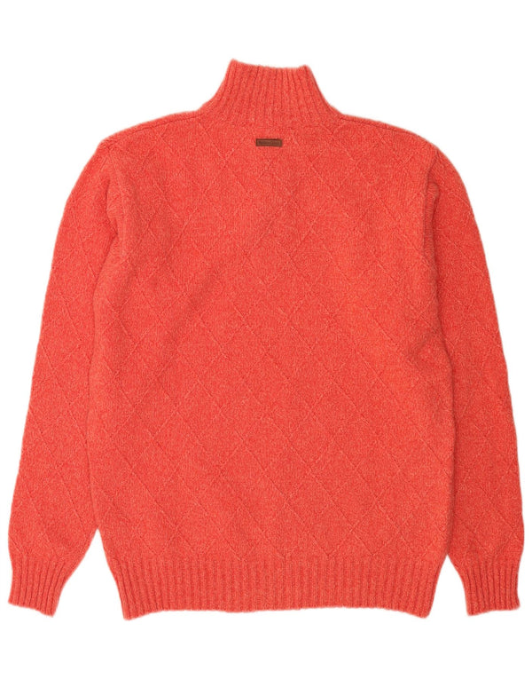 Marlboro Classics Mens Zip Neck Jumper Sweater Medium Orange Flecked Wool