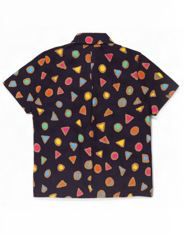Jacques Vert Womens Short Sleeve Shirt Blouse UK 18 XL Navy Blue Geometric