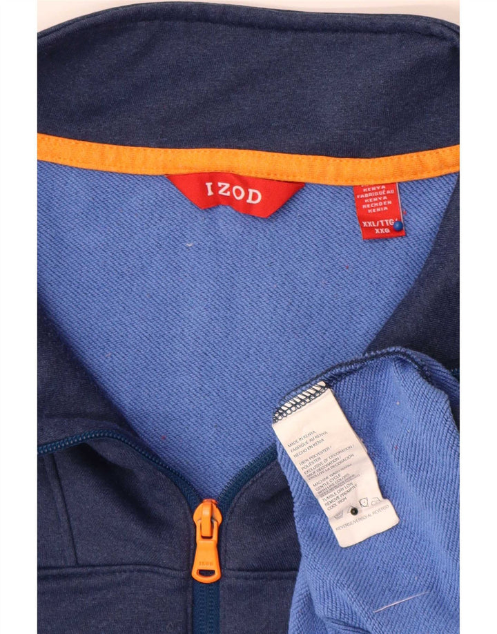 Izod Mens Zip Neck Sweatshirt Jumper 2XL Navy Blue Polyester