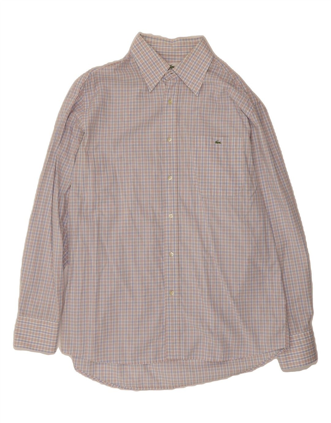 LACOSTE Mens Shirt Size 42 Large Blue Check Cotton Vintage Lacoste and Second-Hand Lacoste from Messina Hembry 