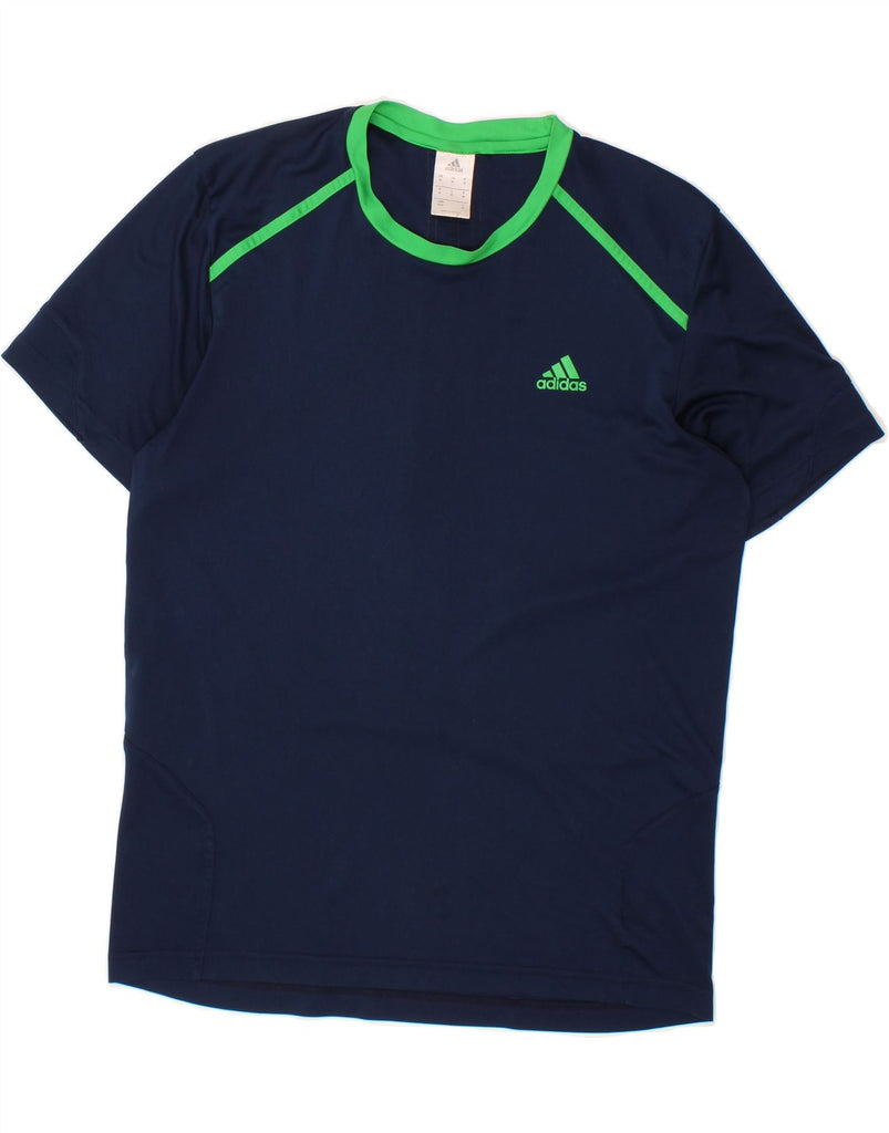 ADIDAS Mens T-Shirt Top Medium Navy Blue Polyester Vintage Adidas and Second-Hand Adidas from Messina Hembry 