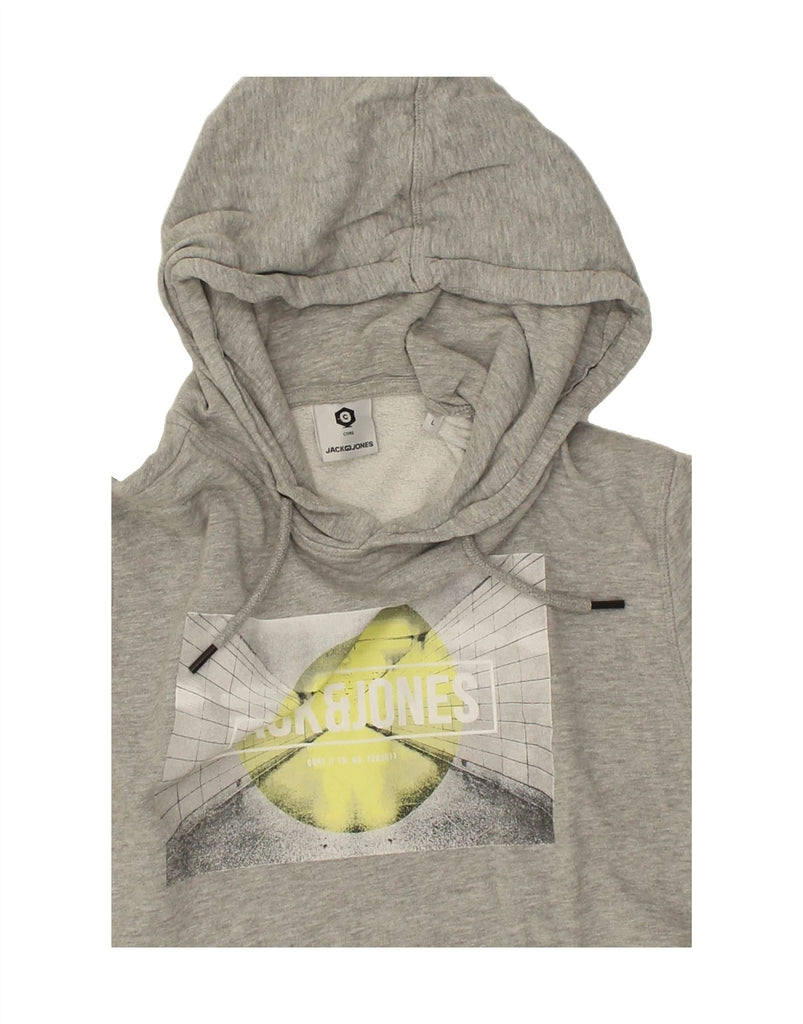 JACK & JONES Mens Graphic Hoodie Jumper Large Grey Cotton | Vintage Jack & Jones | Thrift | Second-Hand Jack & Jones | Used Clothing | Messina Hembry 