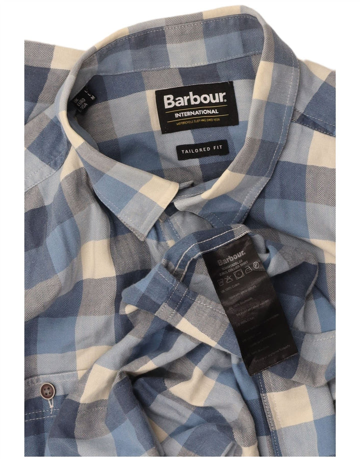 BARBOUR Mens Tailored Fit Shirt Medium Blue Check Cotton