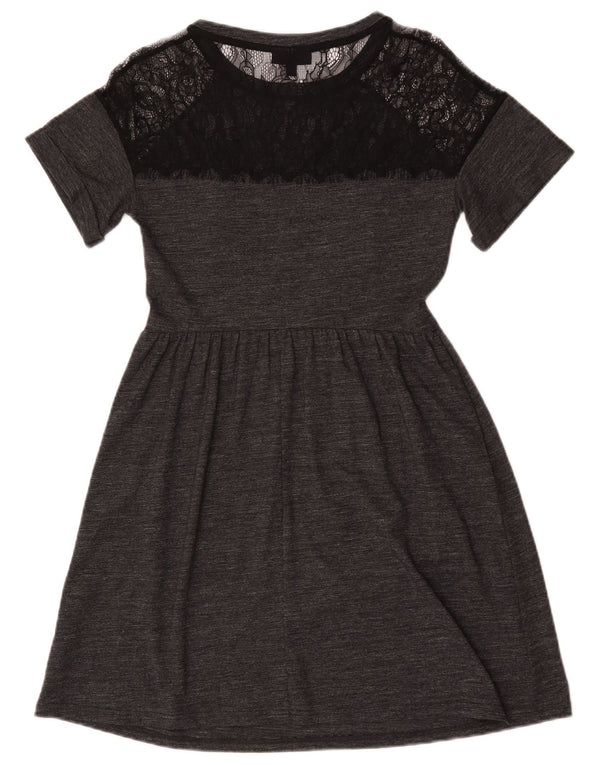 Topshop Womens A-Line Dress UK 8 Small  Grey Flecked Cotton