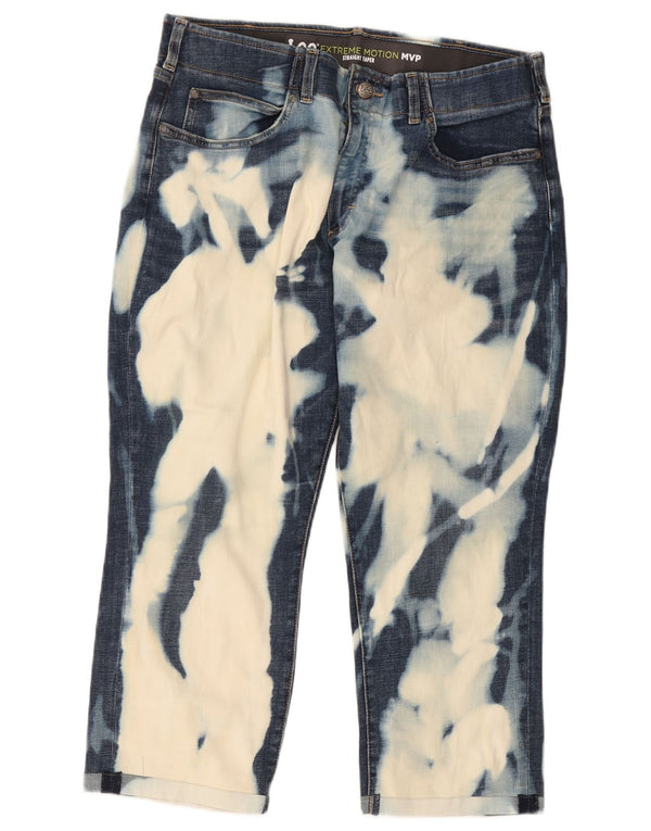 Lee Mens Acid Wash Straight Tapered Jeans W36 L24 Blue Tie Dye Cotton