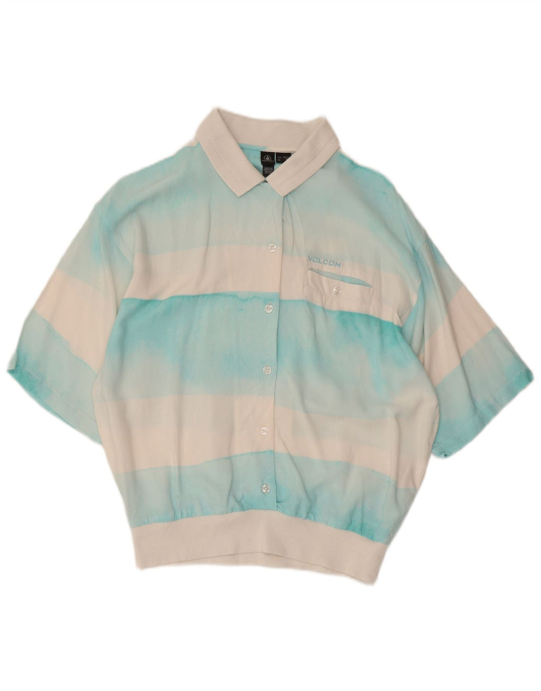 Volcom Womens Short Sleeve Pullover Shirt Blouse UK 6 XS White Colourblock