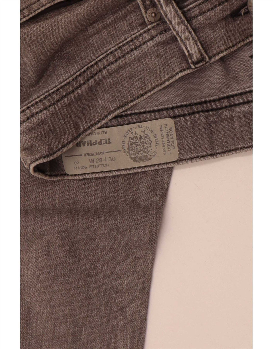 Diesel Mens Tepphar Carrot Slim Jeans W28 L30 Grey Cotton