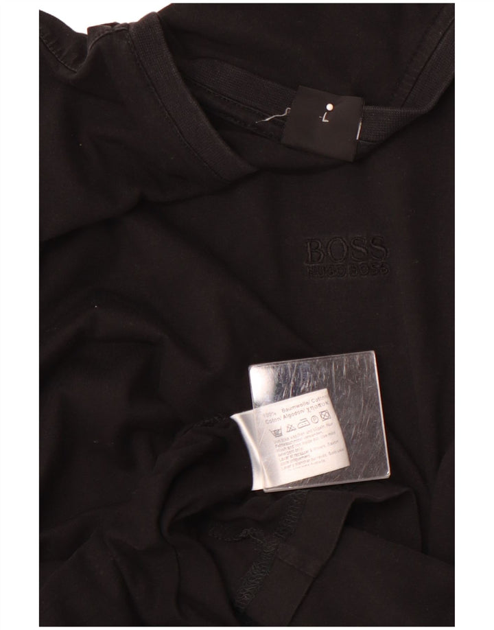 HUGO BOSS Mens T-Shirt Top Large Black Cotton