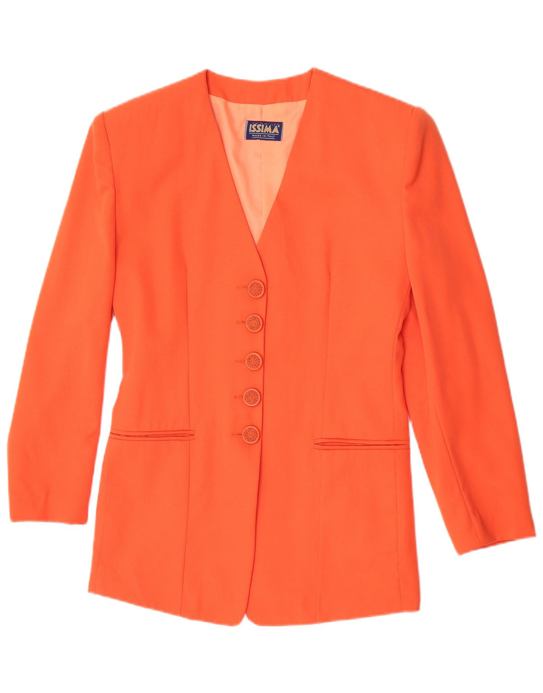 Issima Womens 5 Button Blazer Jacket UK 12 Medium Orange