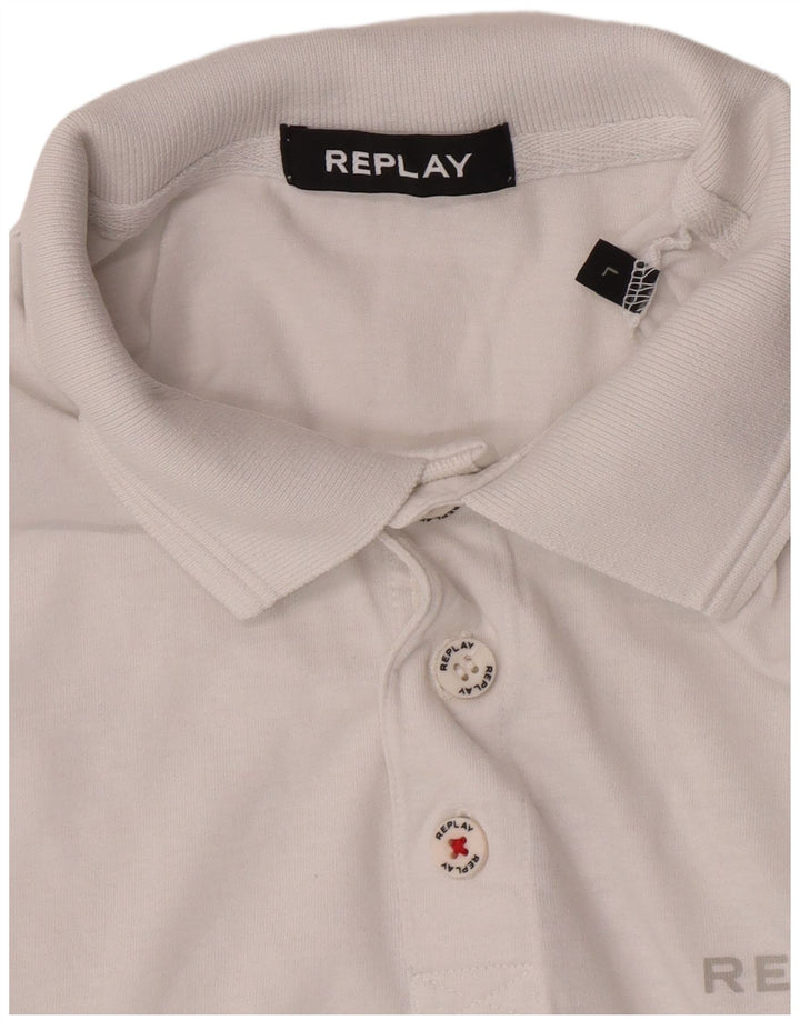 Replay Mens Polo Shirt Large White