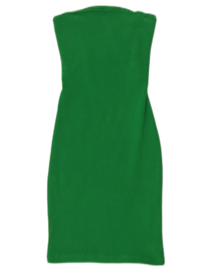 Zara Womens Strapless Dress UK 8 Small Green Cotton