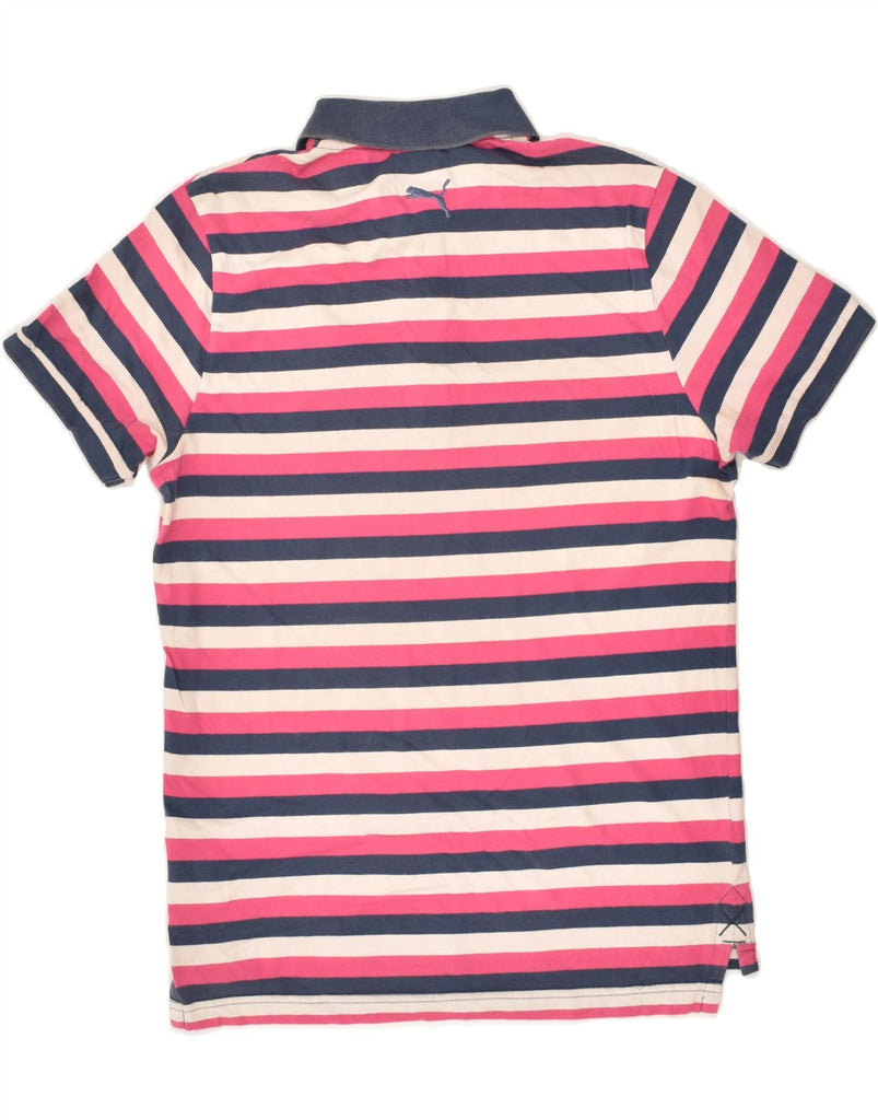 PUMA Mens Polo Shirt Small Pink Striped Cotton | Vintage Puma | Thrift | Second-Hand Puma | Used Clothing | Messina Hembry 