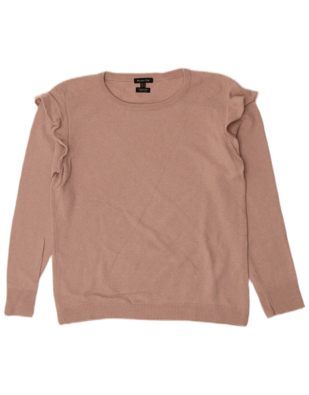 Massimo Dutti Womens Boat Neck Jumper Sweater UK 10 Small Beige Polyamide