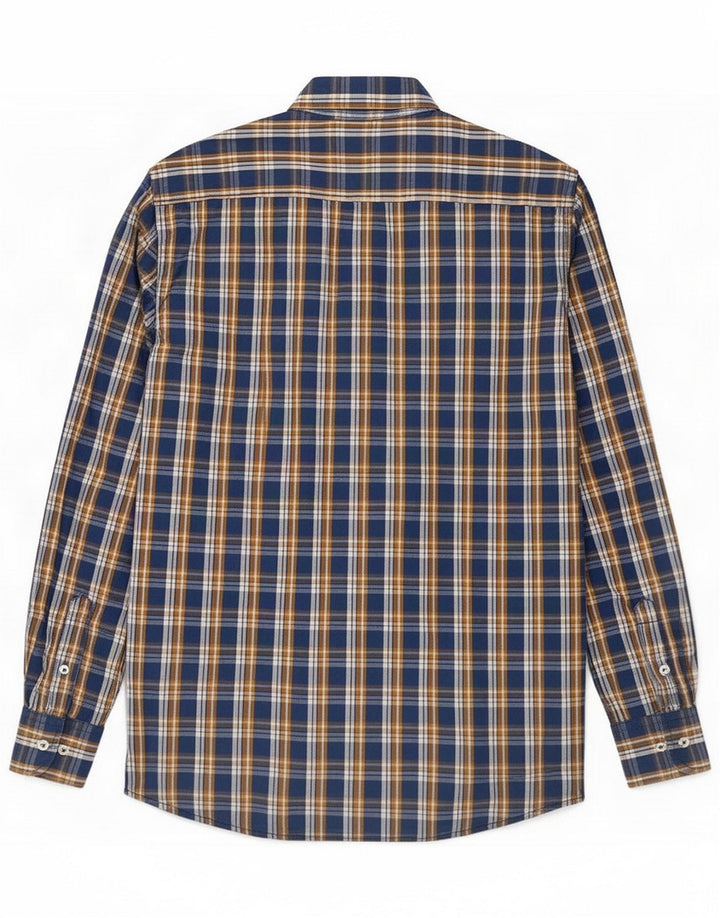 Fynch Hatton Mens Shirt Medium Blue Check Cotton