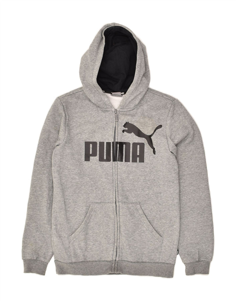 PUMA Boys Graphic Zip Hoodie Sweater 13-14 Years Grey Cotton | Vintage Puma | Thrift | Second-Hand Puma | Used Clothing | Messina Hembry 