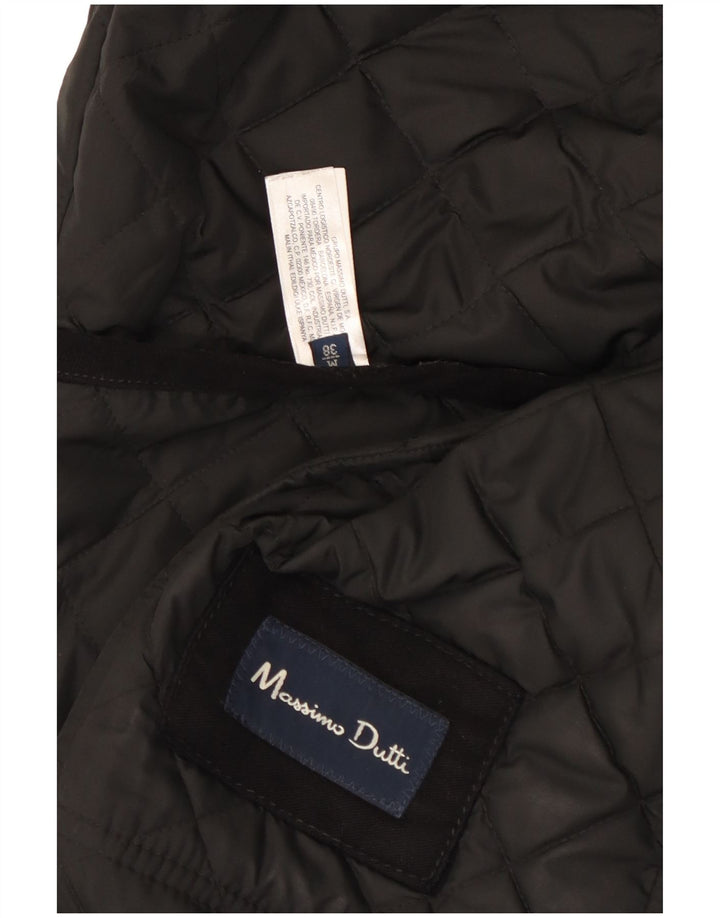 MASSIMO DUTTI Mens Quilted Jacket UK 38 Medium Black Polyester