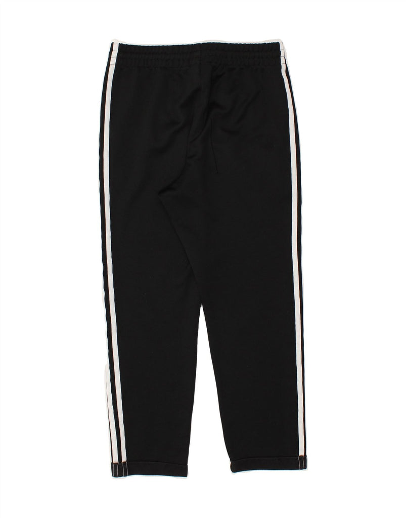 ADIDAS Womens Crop Tracksuit Trousers UK 10 Small Black Polyester | Vintage Adidas | Thrift | Second-Hand Adidas | Used Clothing | Messina Hembry 