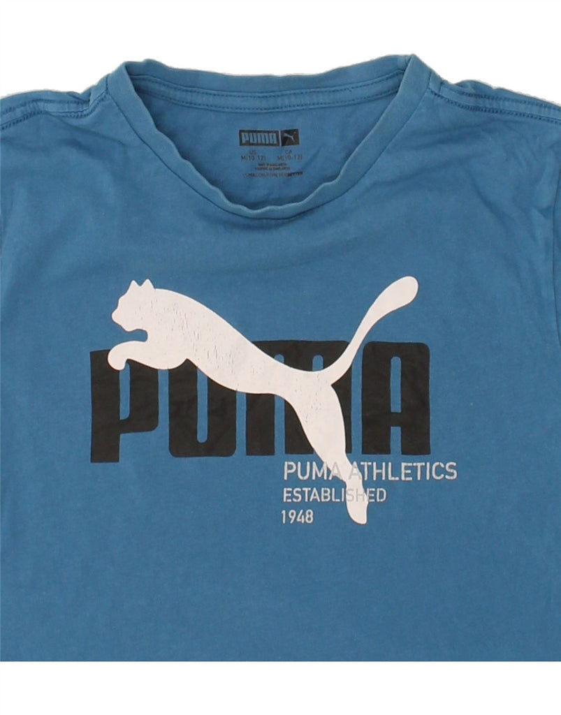 PUMA Boys Graphic T-Shirt Top 10-11 Years Blue Cotton | Vintage Puma | Thrift | Second-Hand Puma | Used Clothing | Messina Hembry 