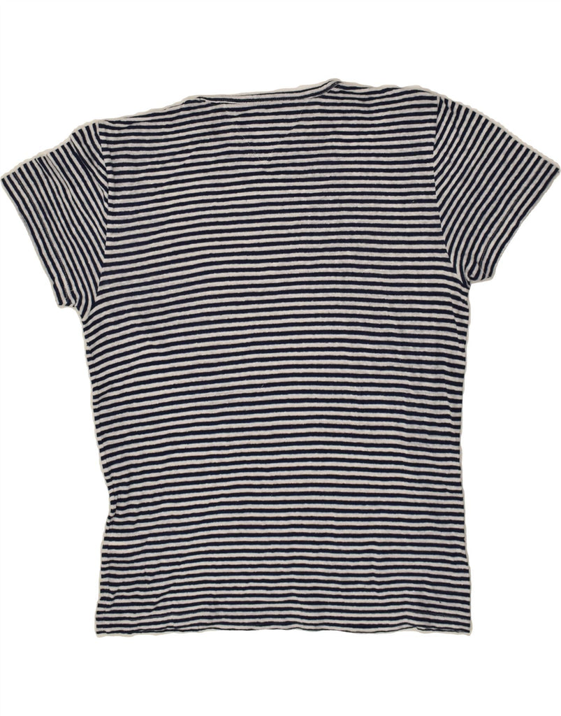 TOMMY HILFIGER Womens T-Shirt Top UK 16 Large Navy Blue Striped Cotton | Vintage Tommy Hilfiger | Thrift | Second-Hand Tommy Hilfiger | Used Clothing | Messina Hembry 