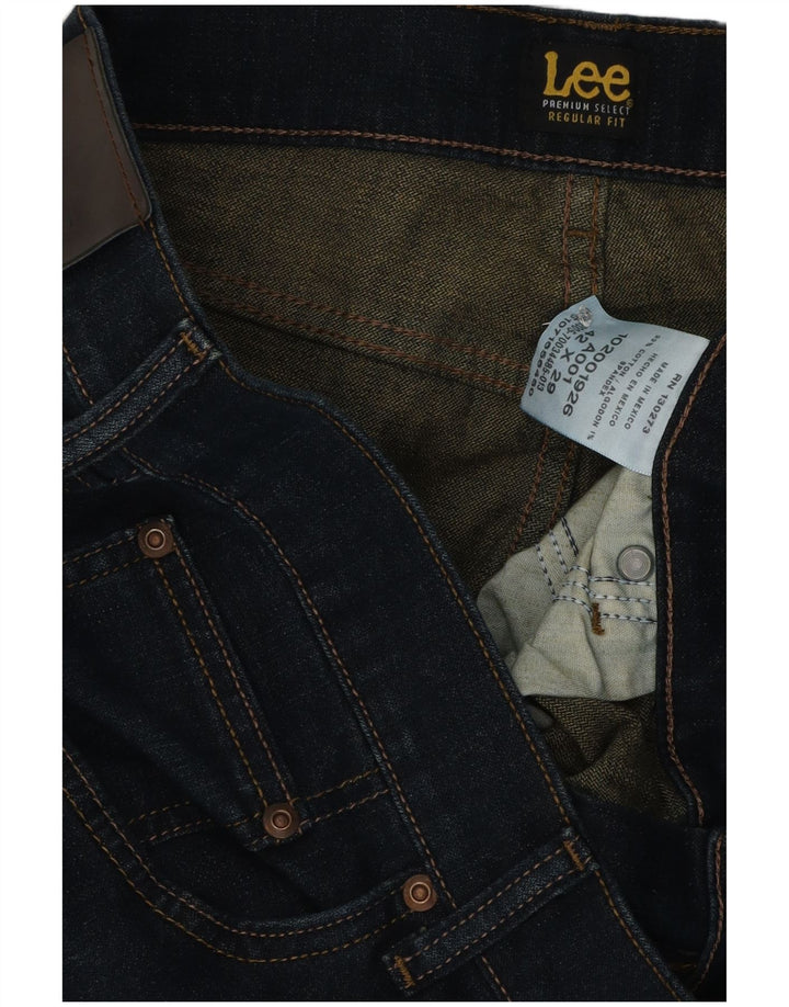 Lee Mens Regular Fit Straight Jeans W42 L29 Navy Blue Cotton