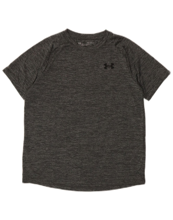 Under Armour Boys T-Shirt Top 11-12 Years Large Grey Flecked Polyester