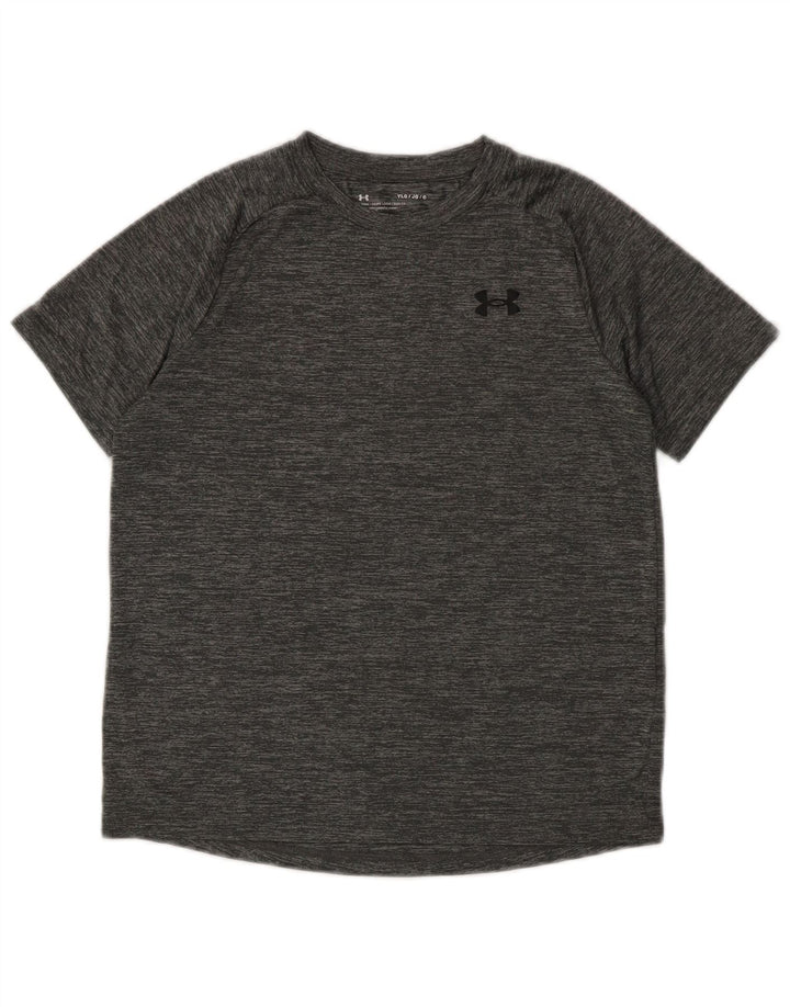 Under Armour Boys T-Shirt Top 11-12 Years Large Grey Flecked Polyester