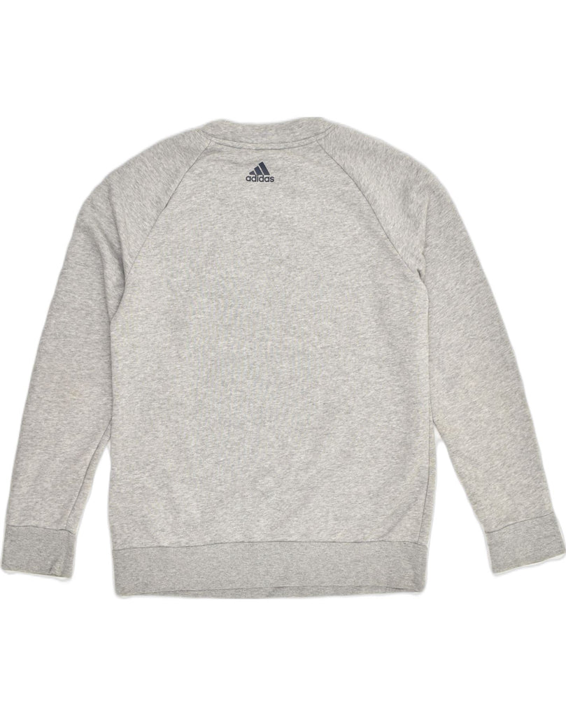 ADIDAS Womens Graphic Sweatshirt Jumper UK 12-14 Medium Grey Cotton | Vintage Adidas | Thrift | Second-Hand Adidas | Used Clothing | Messina Hembry 