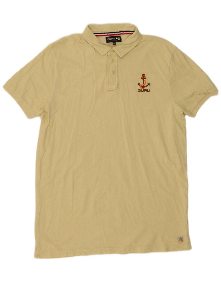 Guru Mens Polo Shirt 2XL Yellow Cotton