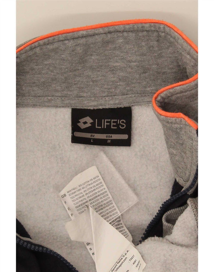 Lotto Mens Tracksuit Top Jacket Large Grey Colourblock Cotton