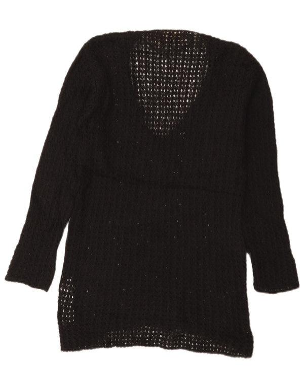 Zara Womens V-Neck Jumper Sweater UK 12 Medium Black Acrylic