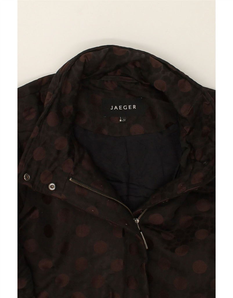 JAEGER Womens Windbreaker Coat UK 12 Medium  Brown Polka Dot Polyester | Vintage Jaeger | Thrift | Second-Hand Jaeger | Used Clothing | Messina Hembry 