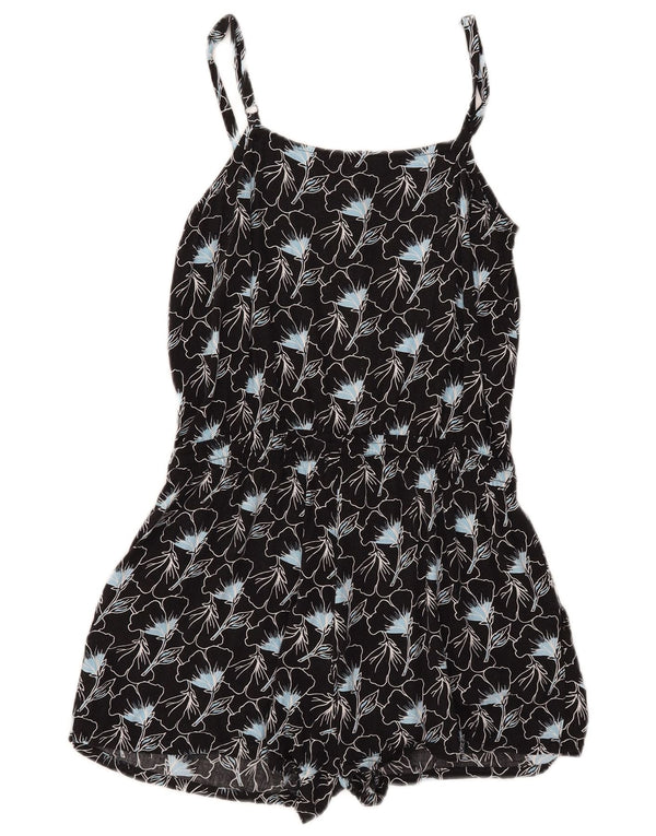 Levi's Womens Sleeveless Playsuit UK 10 Small Black Floral Viscose