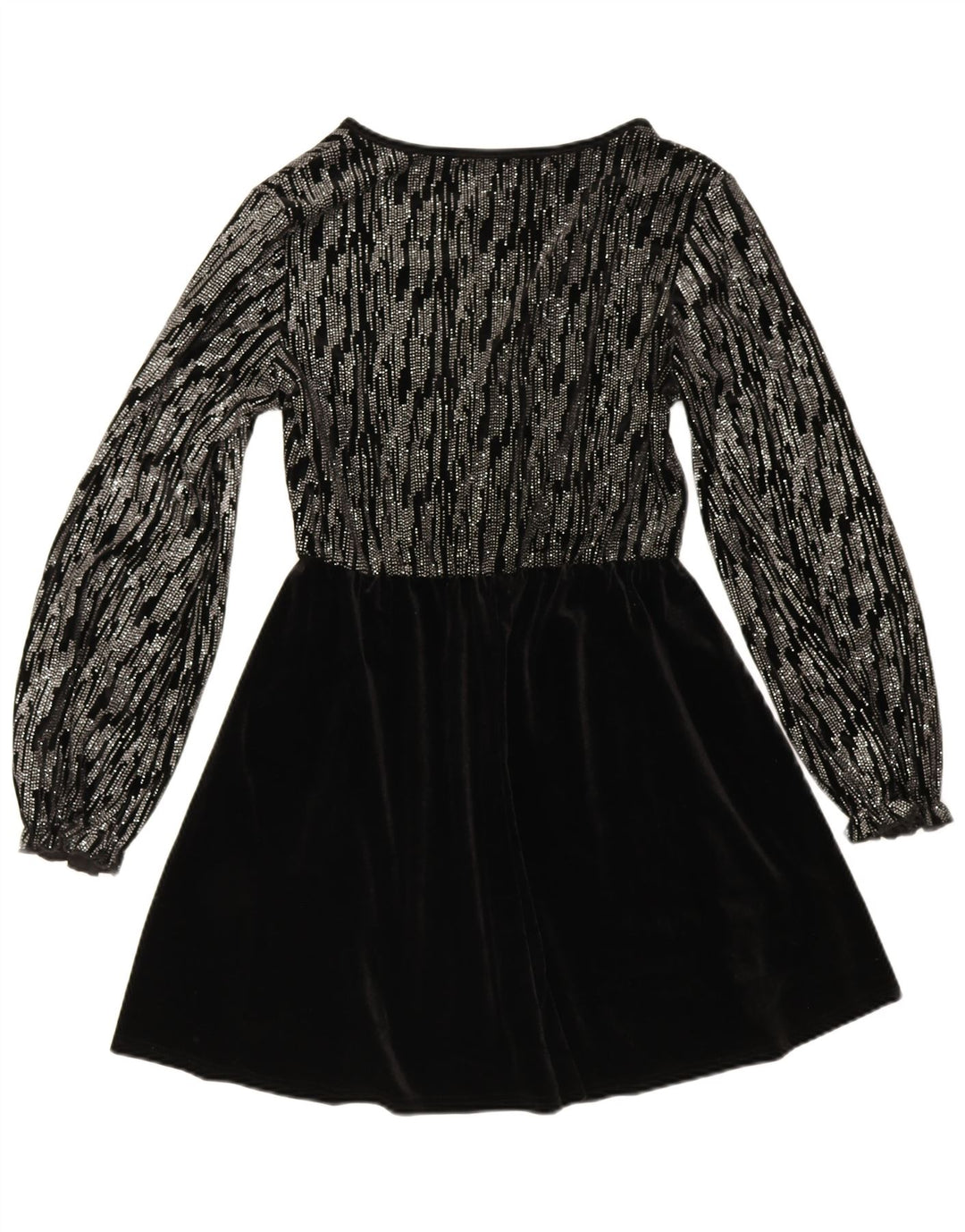 Shein Womens Long Sleeve Velour A-Line Dress EU 40/42 Large Black Polyester