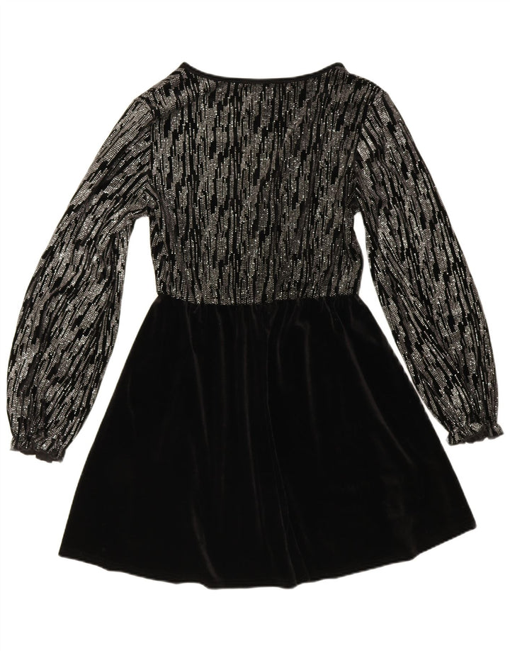 Shein Womens Long Sleeve Velour A-Line Dress EU 40/42 Large Black Polyester