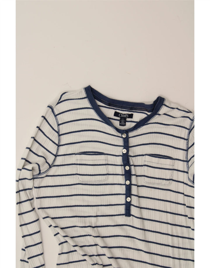 CHAPS Womens Top 3/4 Sleeve UK 12 Medium White Striped Cotton Vintage Chaps and Second-Hand Chaps from Messina Hembry 