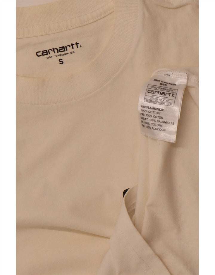 CARHARTT Mens Graphic T-Shirt Top Small Off White Cotton