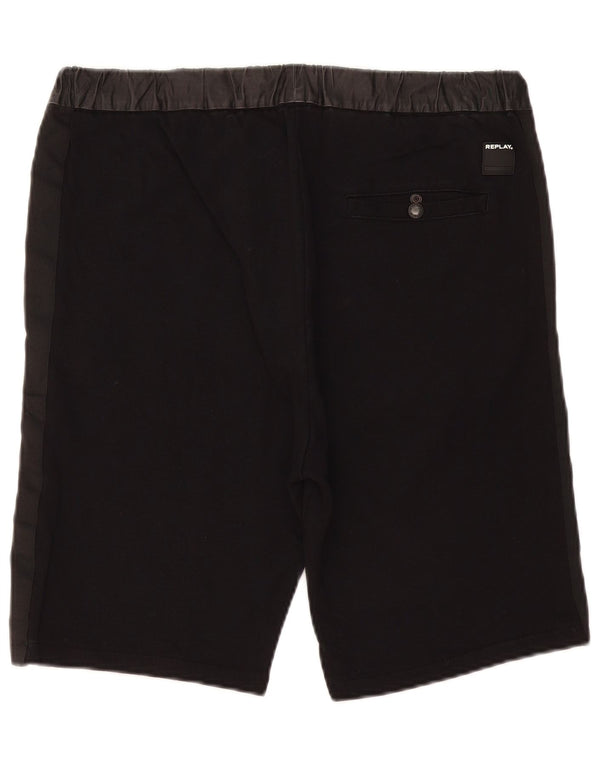 REPLAY Mens Chino Shorts Large W34 Black Cotton