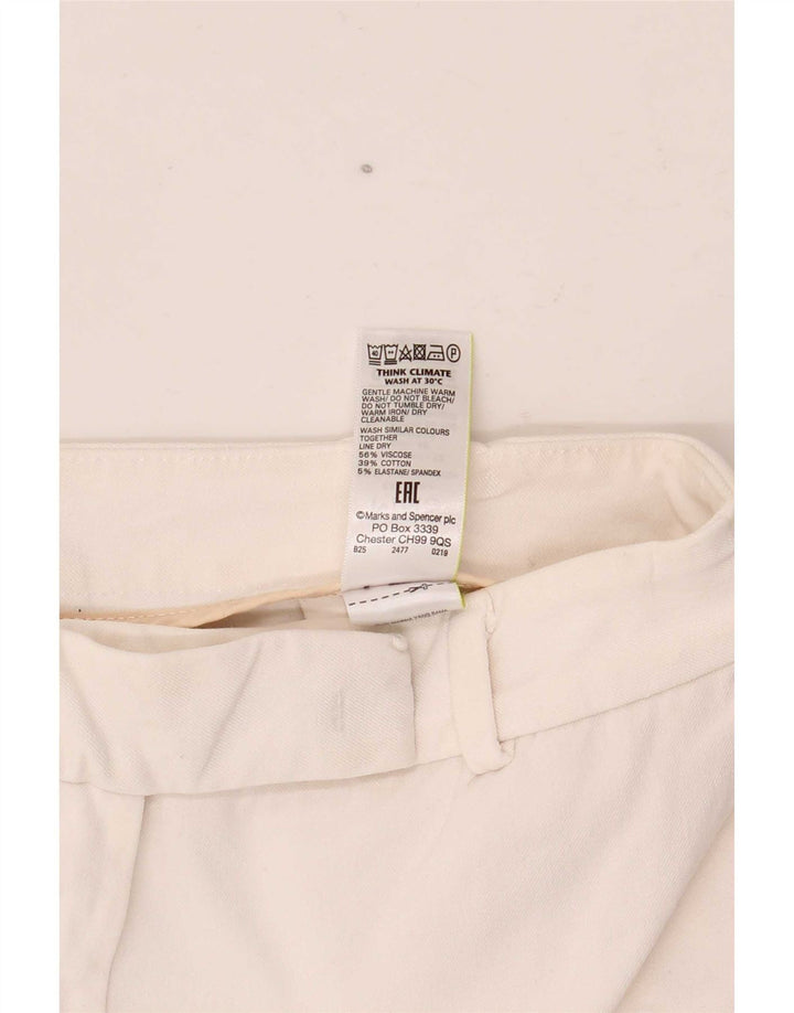 Marks & Spencer Womens Slim Suit Trousers UK 12 Medium W30 L28 Off White