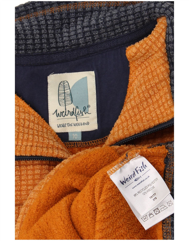 WEIRD FISH Womens Oversized Zip Neck Fleece Jumper UK 10 Small Orange