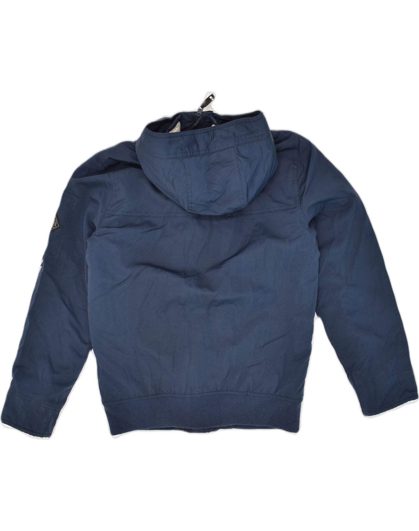 HOLLISTER Mens California Hooded Bomber Jacket UK 34 XS Navy Blue Cotton, Vintage & Second-Hand Clothing Online
