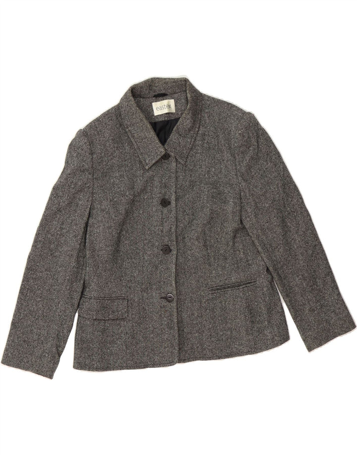 EASTEX Womens 4 Button Blazer Jacket UK 14 Medium Grey Wool Vintage Eastex and Second-Hand Eastex from Messina Hembry 